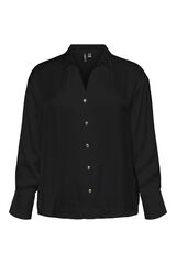 Vero Moda Curve Camisa acetinada gola em bico Preto