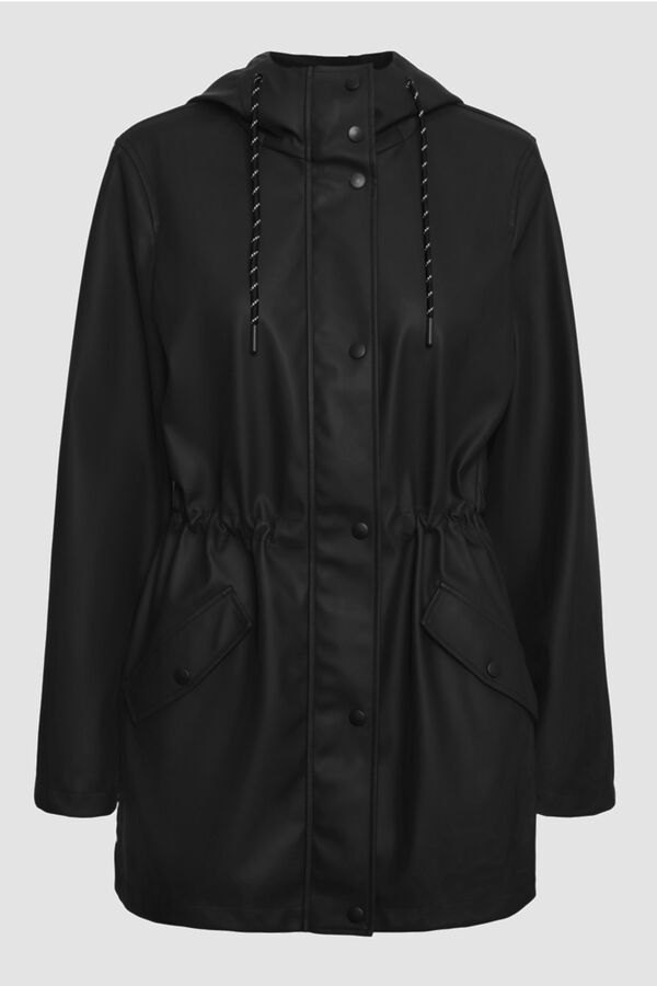 Cortefiel Curve hooded raincoat Black