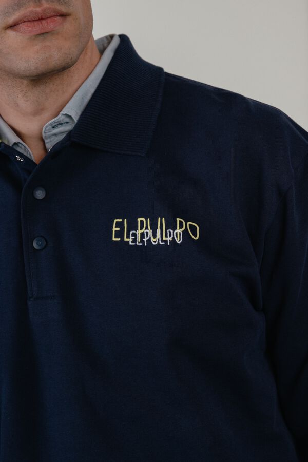 elPulpo Sweatshirt unisex com gola rugby Azul