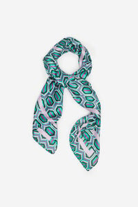 Cortefiel Geometric silk scarf Printed green