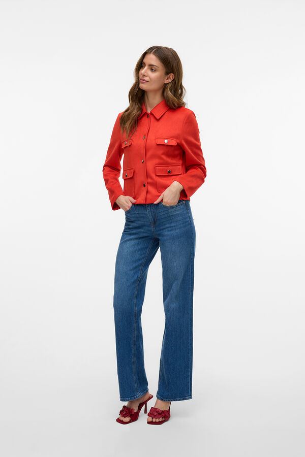 Vero Moda Blusão efeito camurça Vermelho