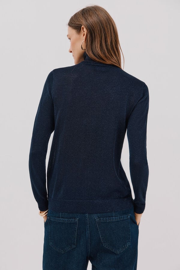 Cortefiel Fine lurex sweater Navy