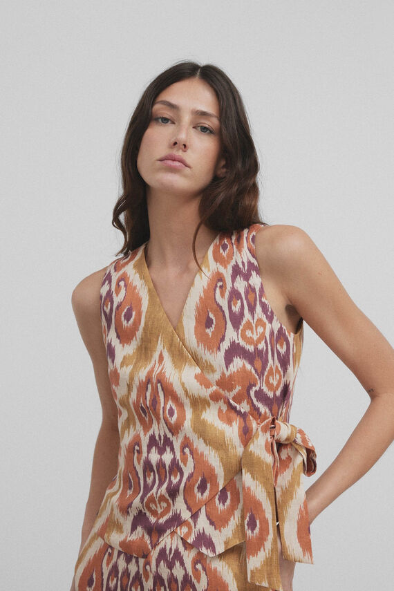Chaleco lazada lino estampado ikat