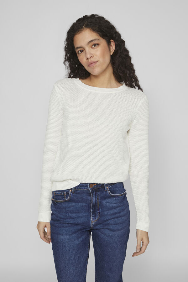 Vila Jersey de punto cuello redondo Blanco