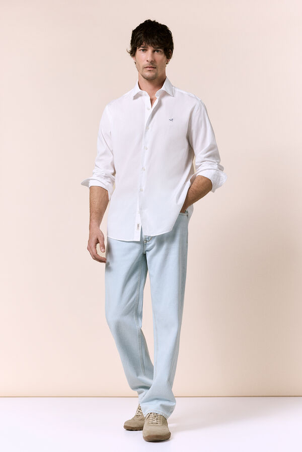 OOTO Poplin plaid long sleeve shirt White