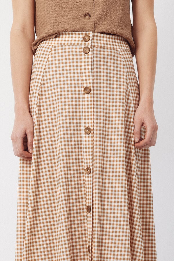 Cortefiel Midi circle skirt Printed yellow