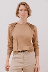 Cortefiel Jersey with ruffle trim Beige