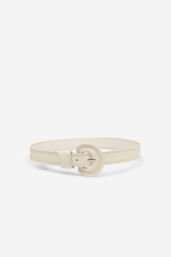 Cortefiel Belt lined with topstitching Ivory
