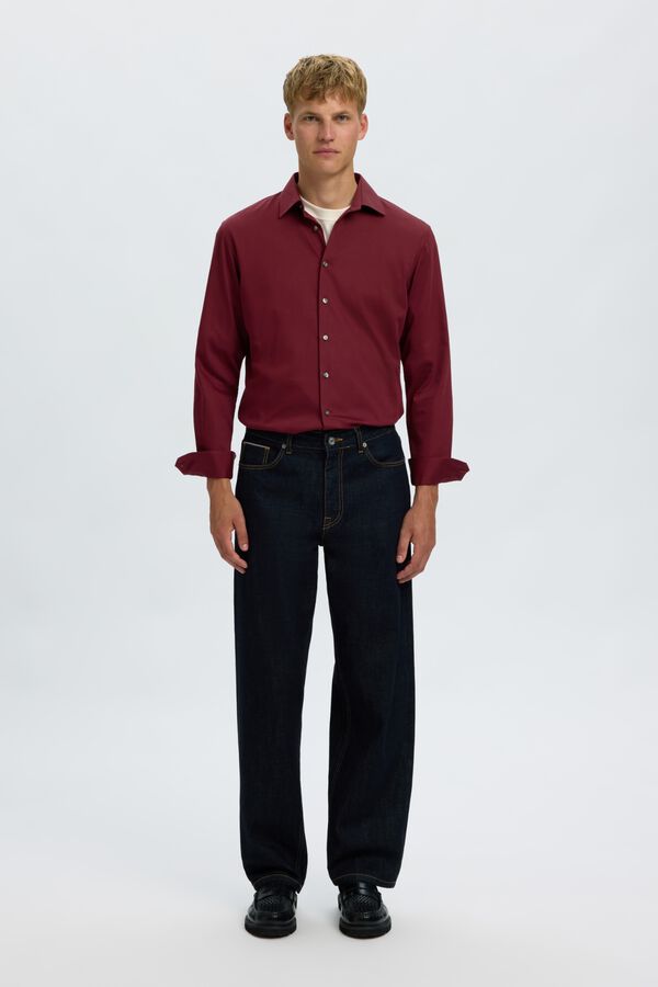 Selected Camisa Slim Fit em algod&atilde;o org&acirc;nico Vermelho