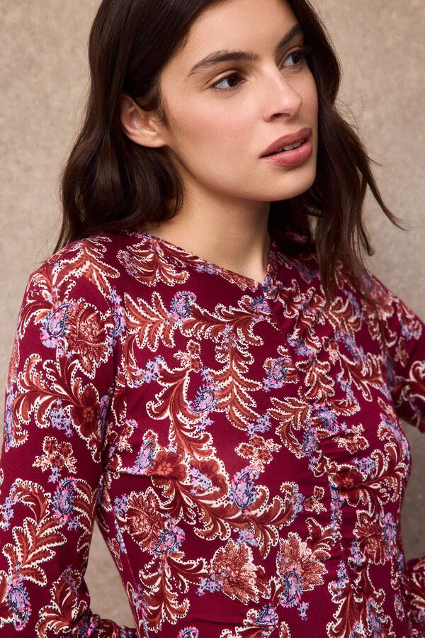 Slowlove Vestido estampado com franzidos Vermelho