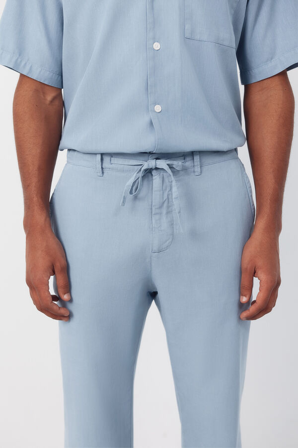 Cortefiel Trousers with elastic waistband and regular drawstrings Blue