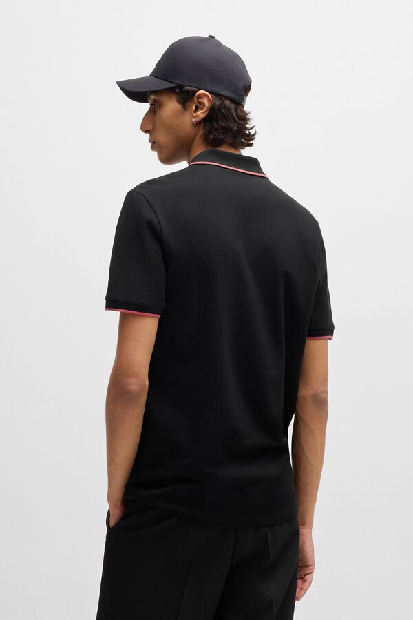 HUGO Polo slim fit de algodón elástico con logo estampado Negro