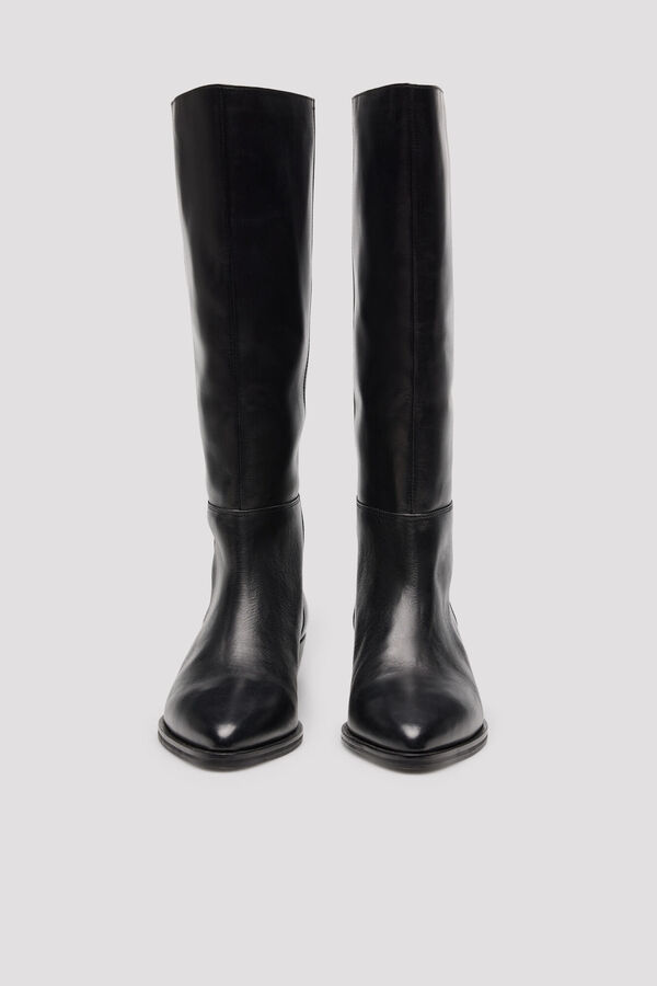 Cortefiel Leather high boot Black