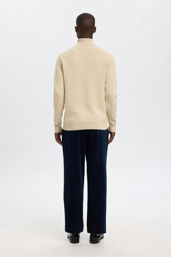 Selected Camisola de gola 100% algodão orgânico Cinzento