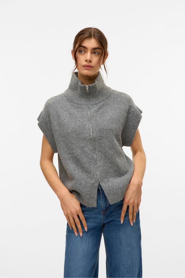 Vero Moda Chaleco de punto cuello alto Gris