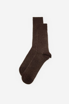Cortefiel Plain, fine wool socks Dark brown