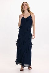 Vila Vestido de festa midi de chiffon Azul