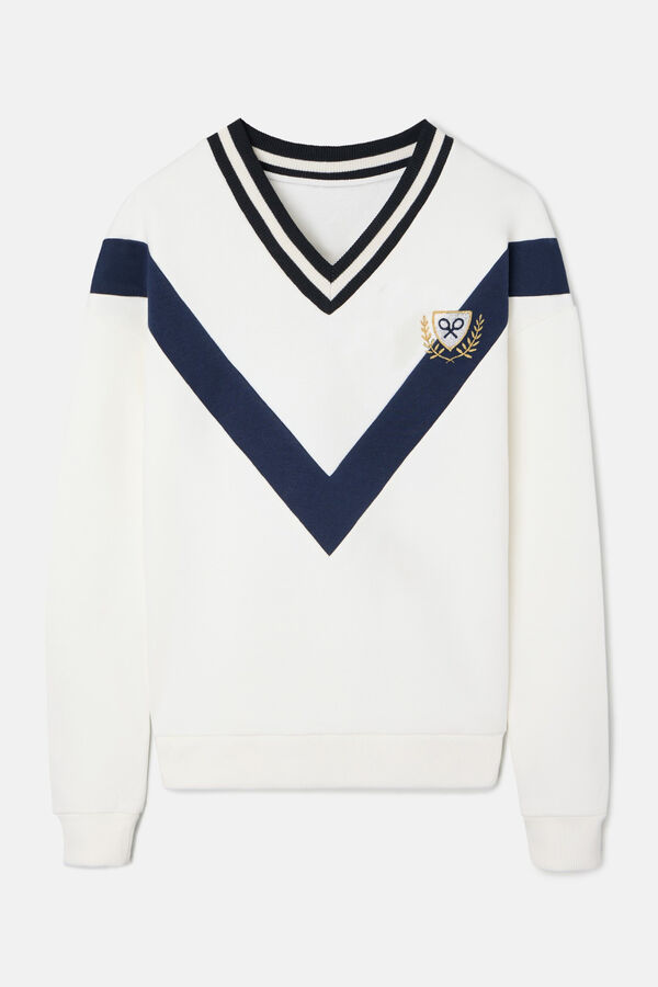 Silbon Sweatshirt feminino com escudo Ecru