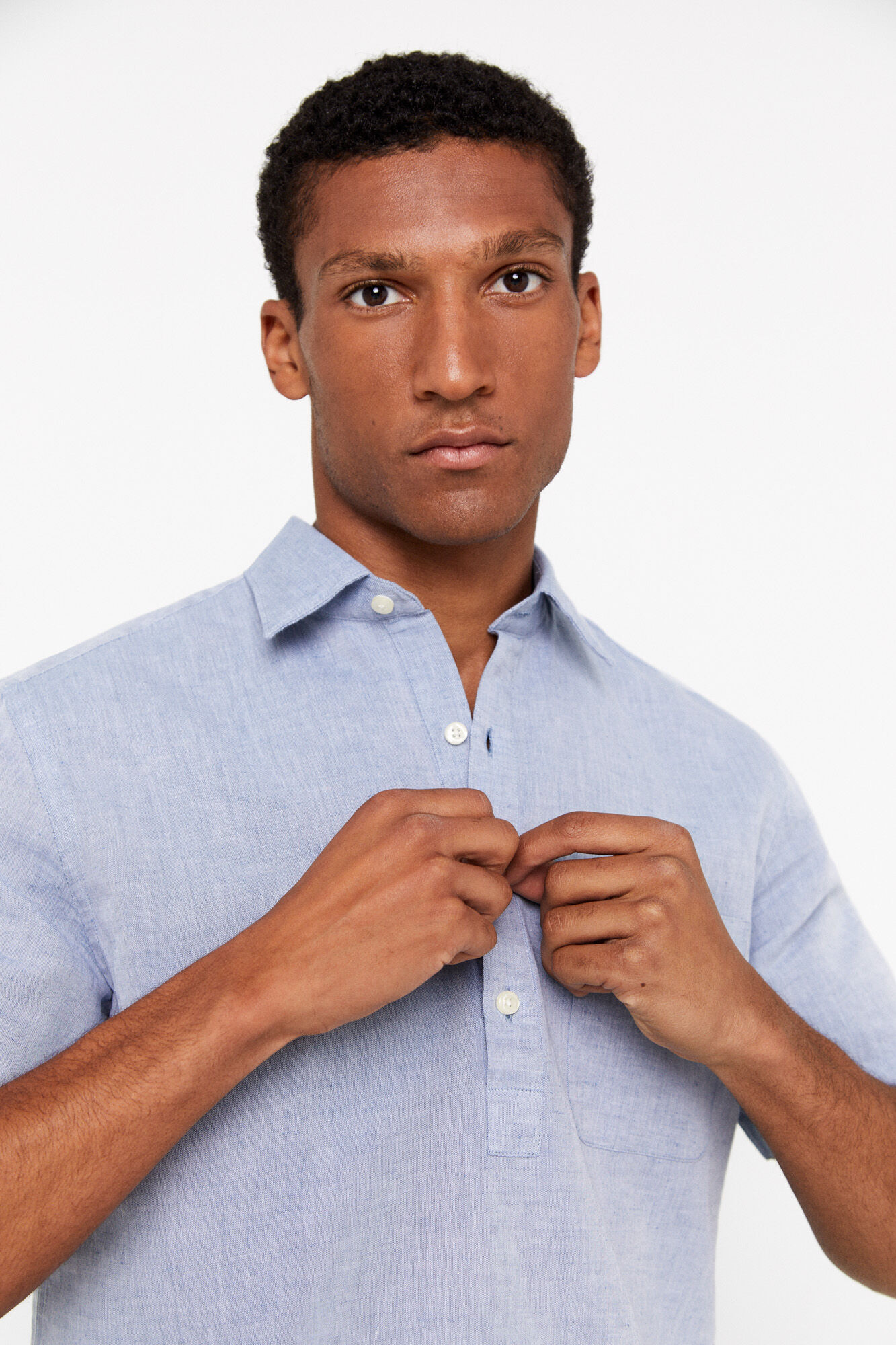 Polera manga corta azul best sale