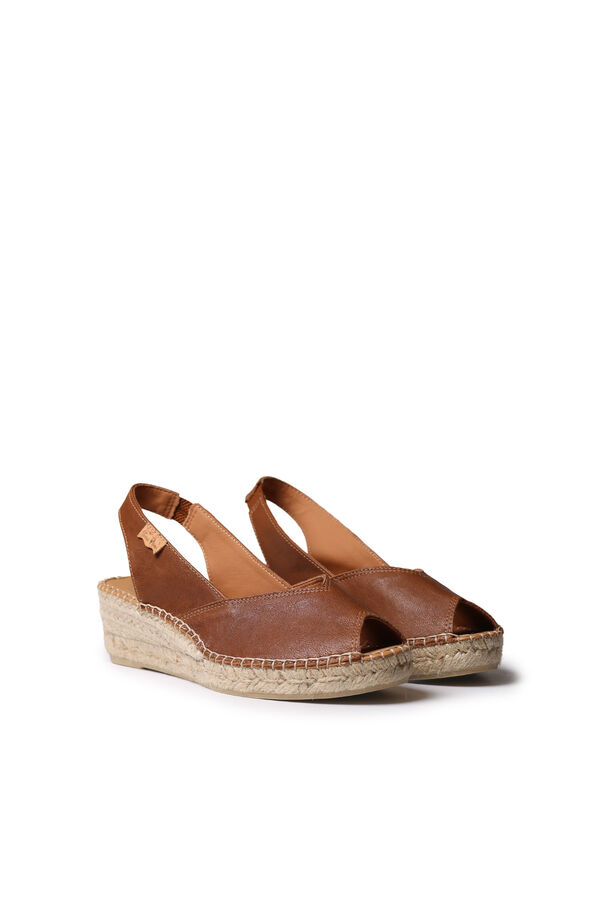 Toni Pons Leather wedge espadrille Brown