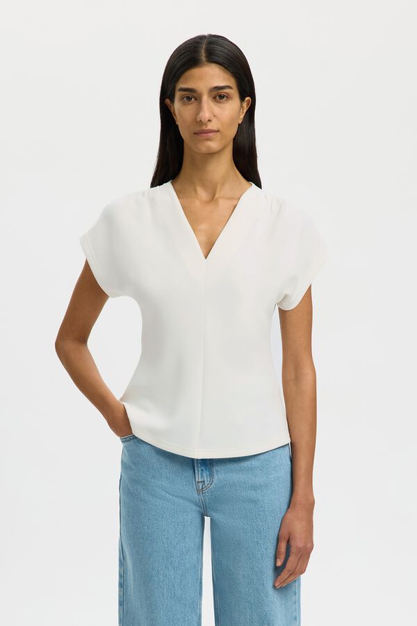 Selected Top com decote em V Branco