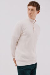 Cortefiel Structured cotton sweater  Ivory