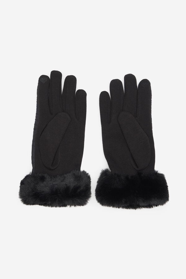 Cortefiel Hairy nylon glove Black