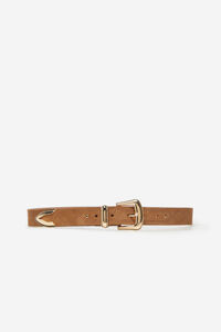Cortefiel Stitched motif belt Brown