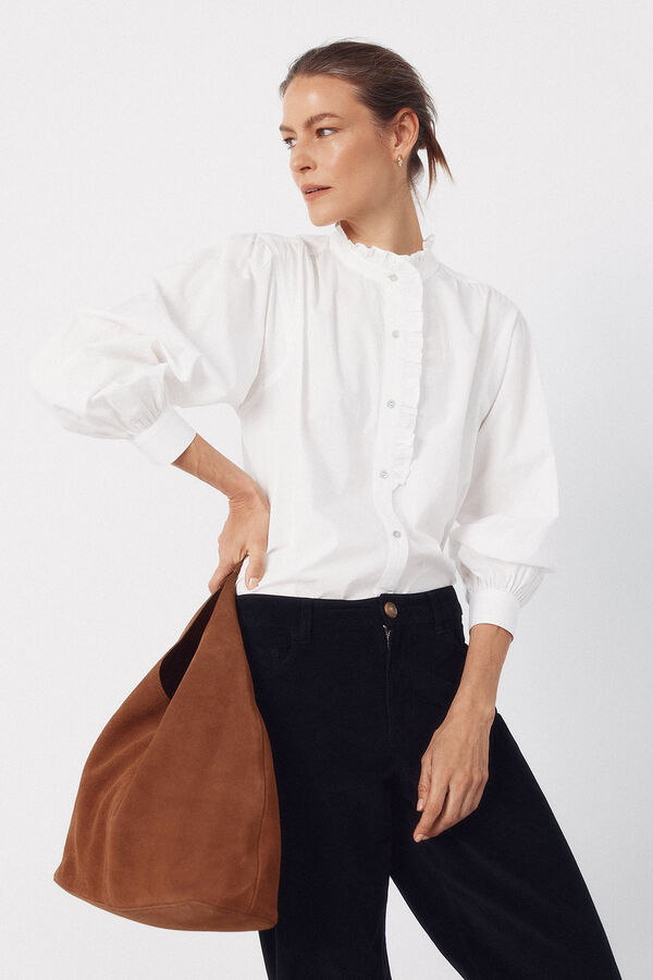 Cortefiel Hobo de couro trançado Castanho