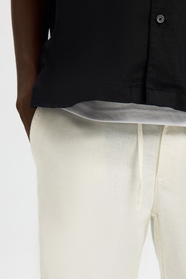 Selected Cal&ccedil;as chino de linho Branco