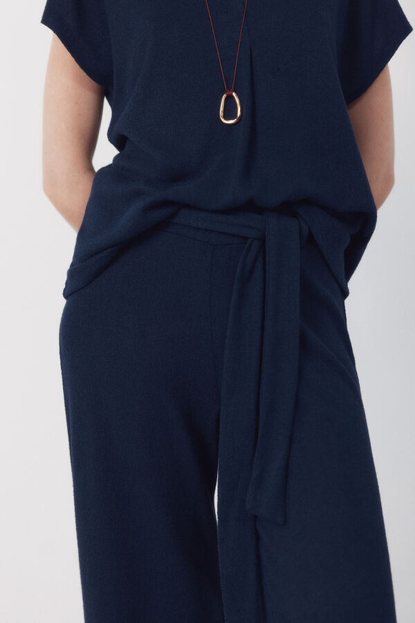 Cortefiel Rustic jersey-knit trousers Navy