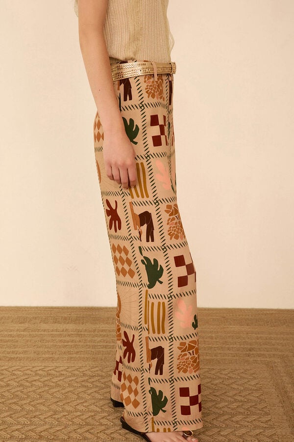 Meisie Fluid long trousers Beige