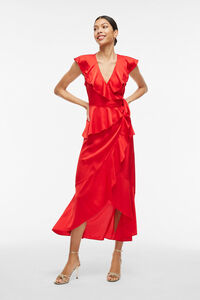 Vila Vestido midi envelope de cetim