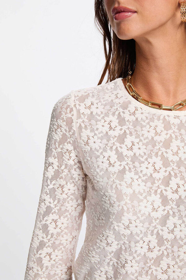 Morgan Fitted lace T-shirt Ivory