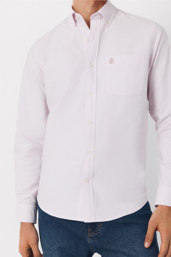 Cortefiel Candle stripe oxford shirt Pink