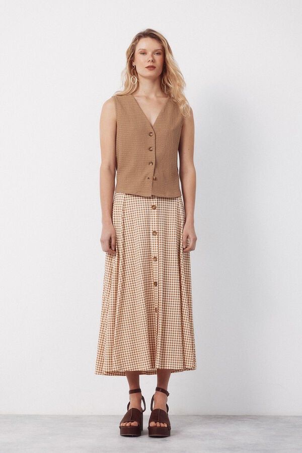 Cortefiel Structured jersey-knit vest Beige