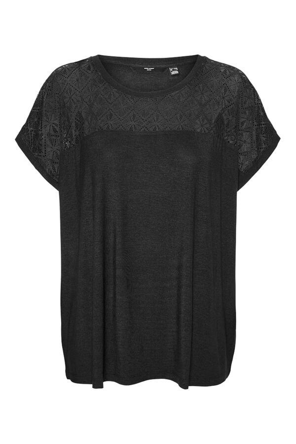 Vero Moda Curve T-shirt de renda plus size Preto