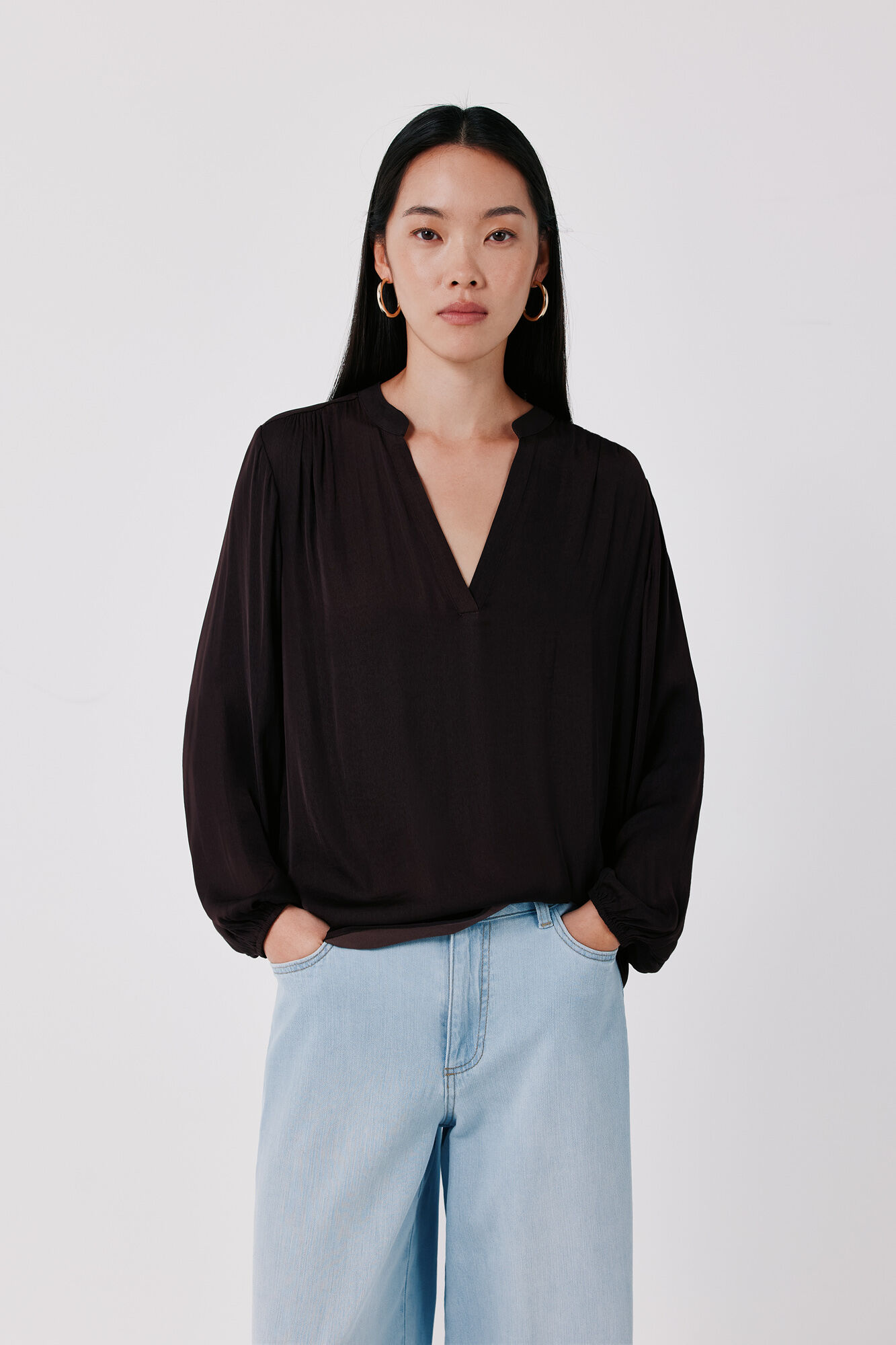 Cortefiel Blusa fluida satinada