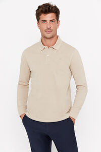 Cortefiel Essential long sleeved polo shirt Beige