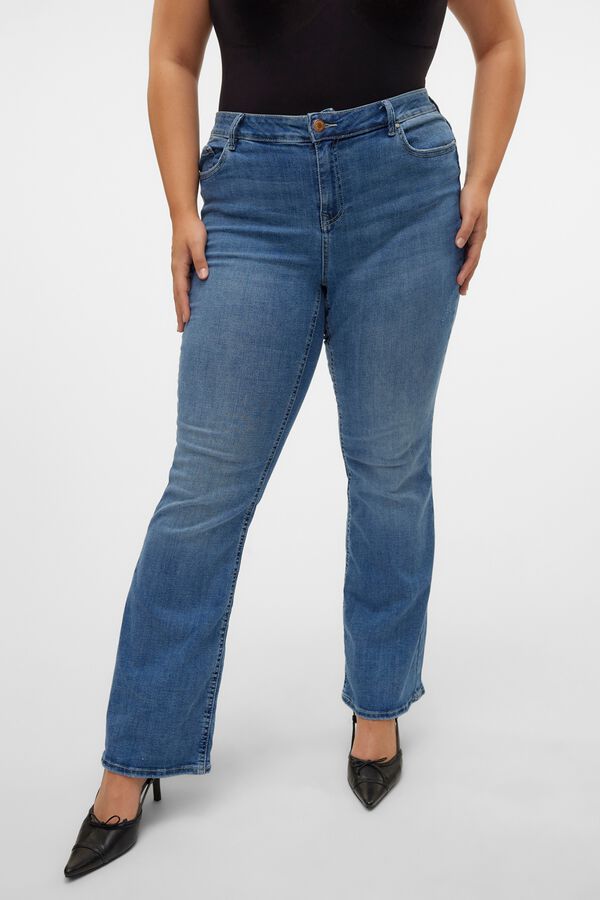 Vero Moda Curve Jeans flare subtis el&aacute;sticos Azul
