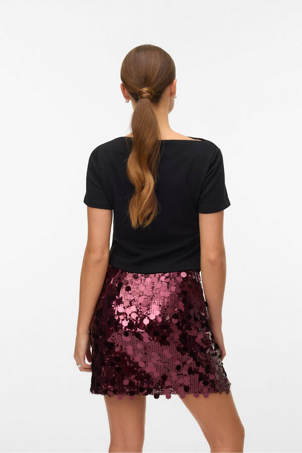 Vero Moda Top feminina assim&eacute;trica de manga curta Preto