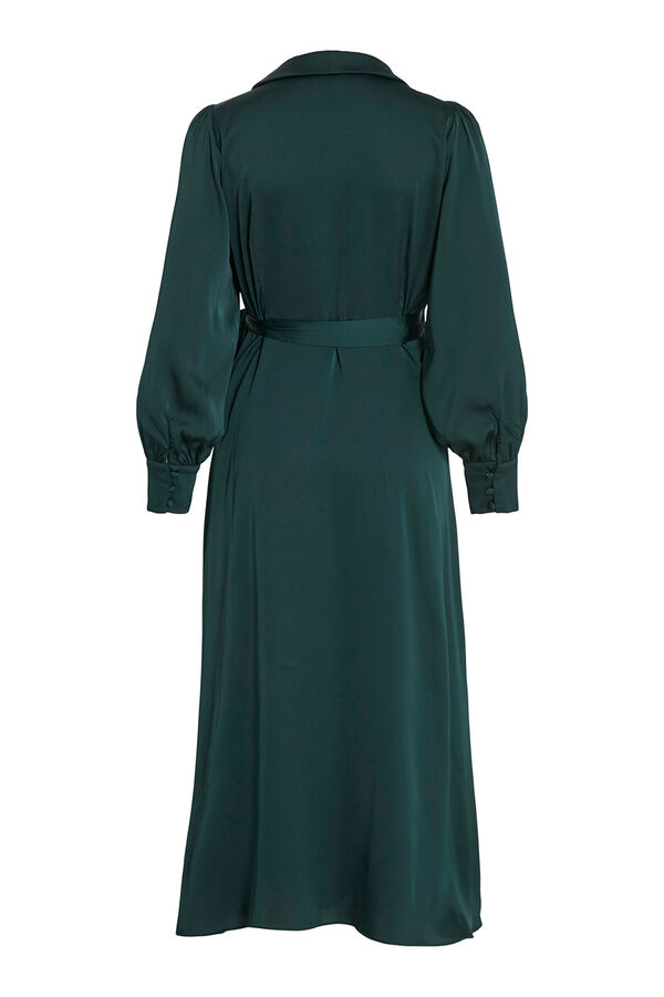 Vila Vestido midi envolvente em cetim Verde