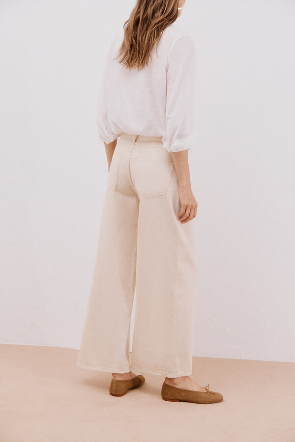 Cortefiel Long palazzo jeans  Ivory