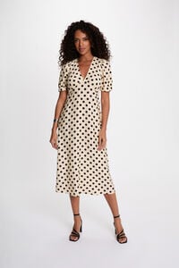 Morgan Vestido midi com mangas bufantes