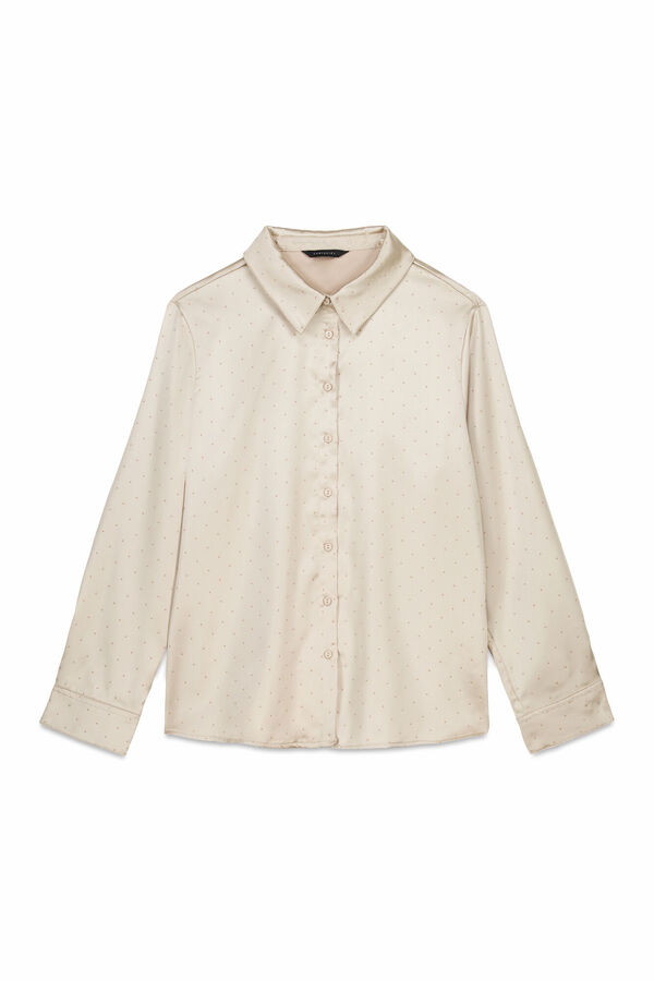 Cortefiel Shiny satin shirt Beige