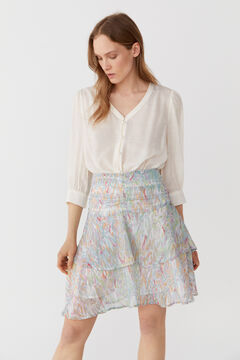 Cortefiel Printed mini skirt. Multicolour