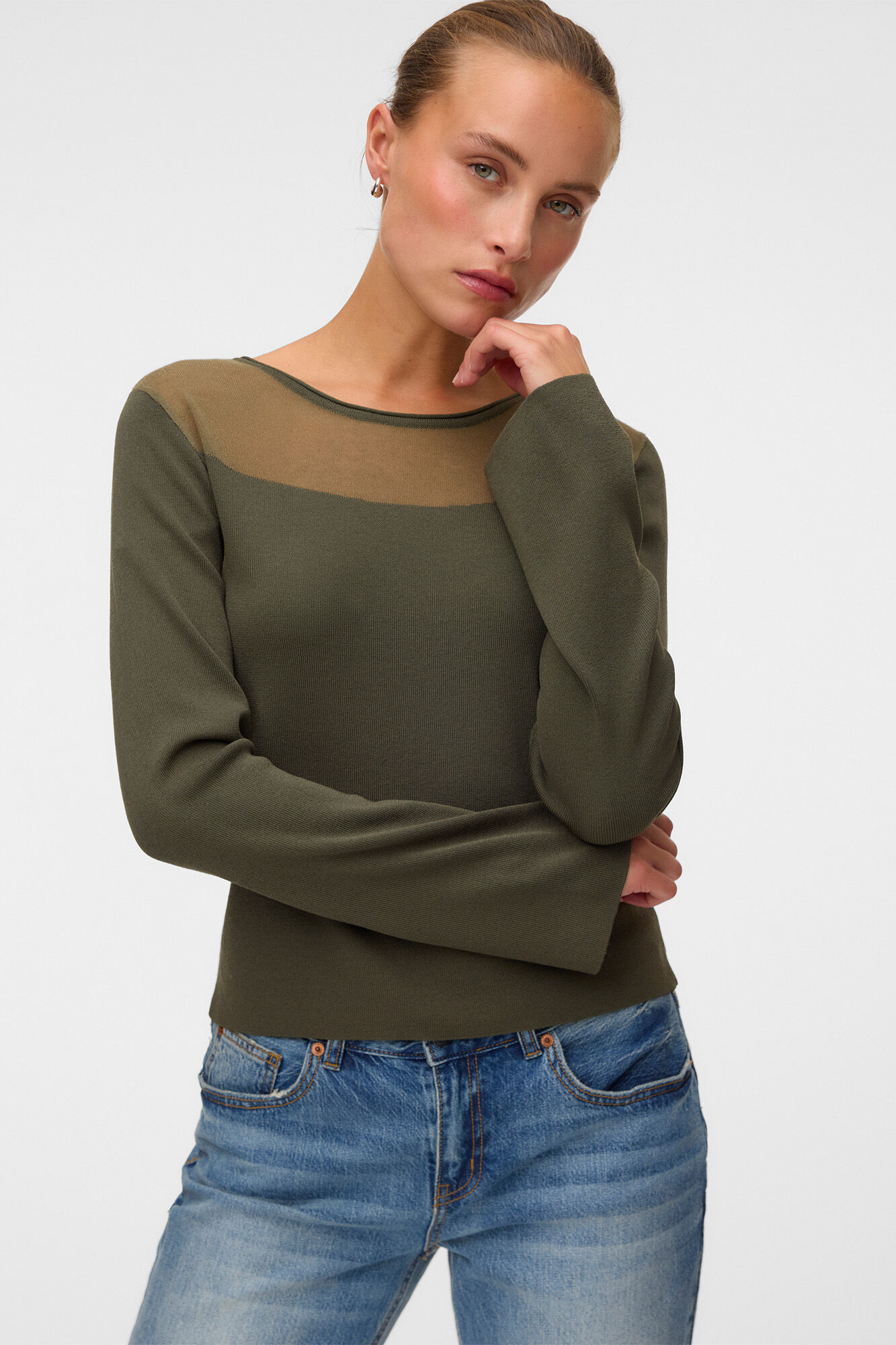 Vero Moda Top de punto con detalle semitrasparente