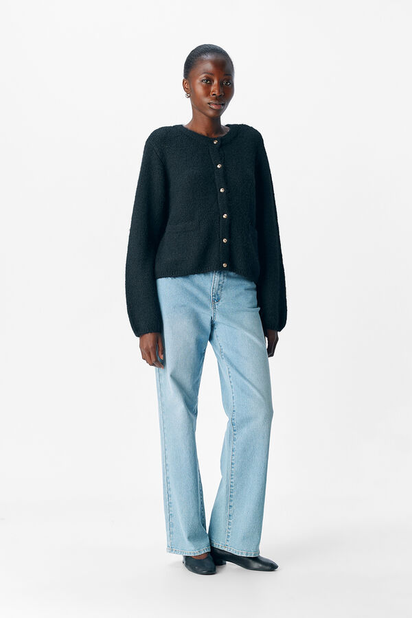 Object Cardigan de lã com gola redonda Preto