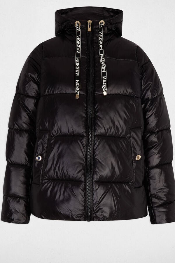 Morgan Sobretudo curta e brilhante Preto