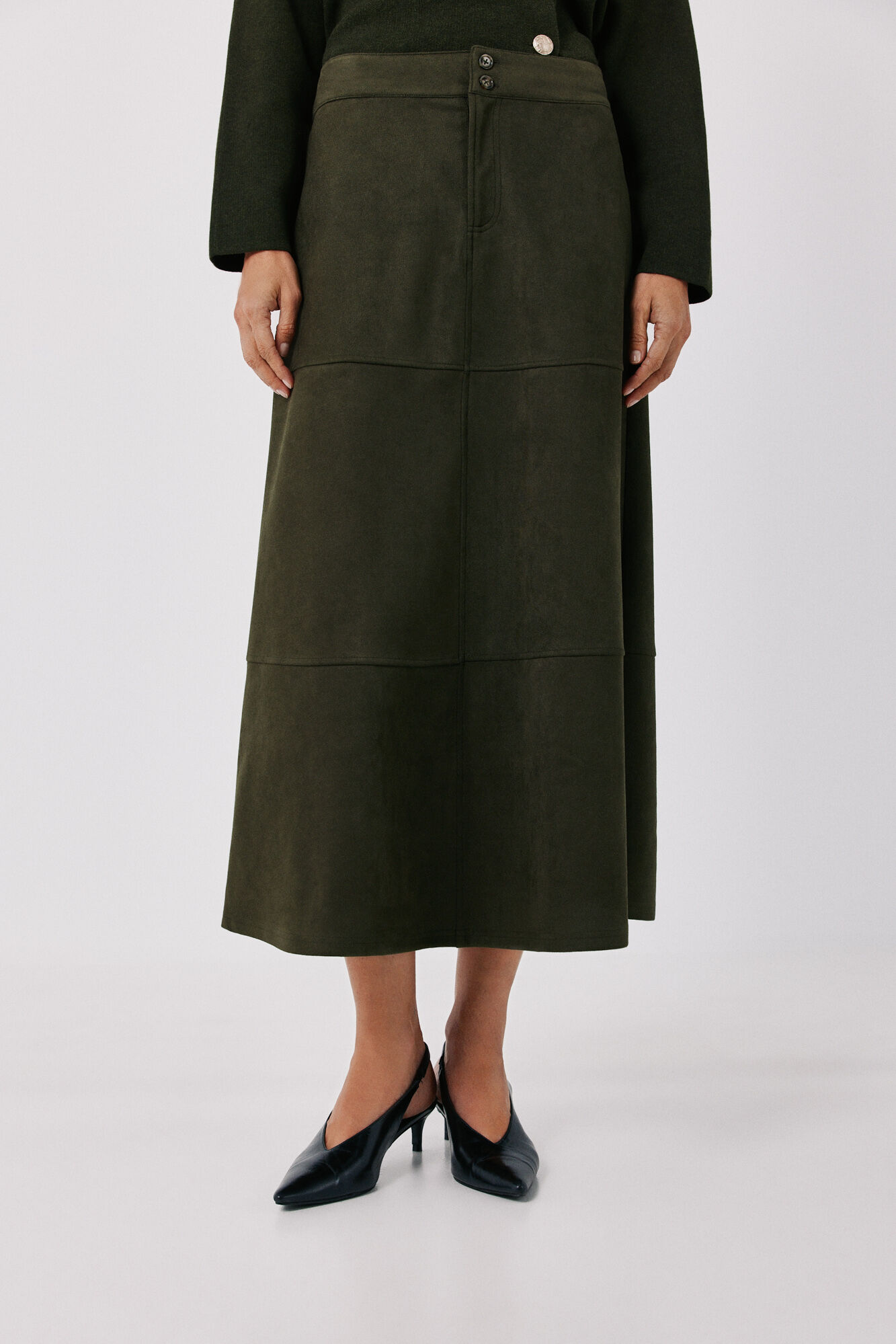 Cortefiel Faux suede long skirt